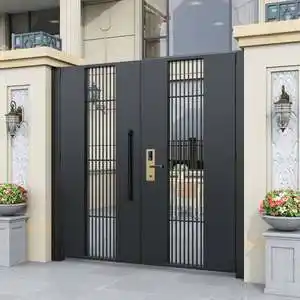 大门入户别墅门院子单双开门户外花园庭院门乡村大门铁艺百叶子母大门