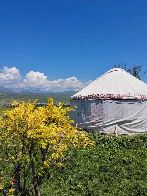 点缀在草场上的毡房,哈萨克族人世世代代生活在这样的美景之中,生生不