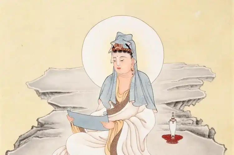 傅继英敬绘持经观音像