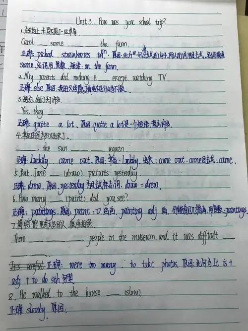 初二一班英语错题集整理欣赏