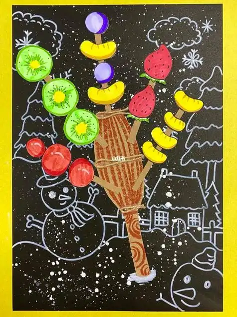 冰糖葫芦酸酸甜甜的冰糖葫芦你们爱吃吗 创意儿童画