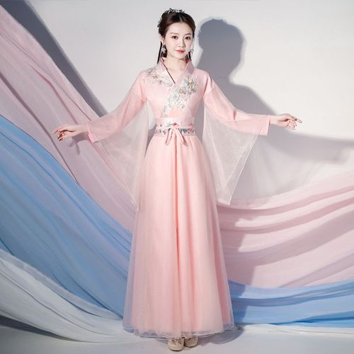 古装女汉服襦裙仙女飘逸粉色仙气古风广袖古典舞演出服装夏季超仙