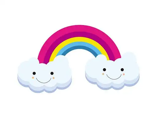 微笑彩虹卡通彩虹与卡通祥云笑脸png素材