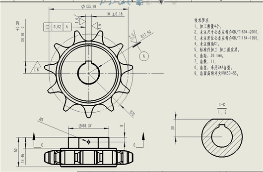 24a滚子链轮图纸