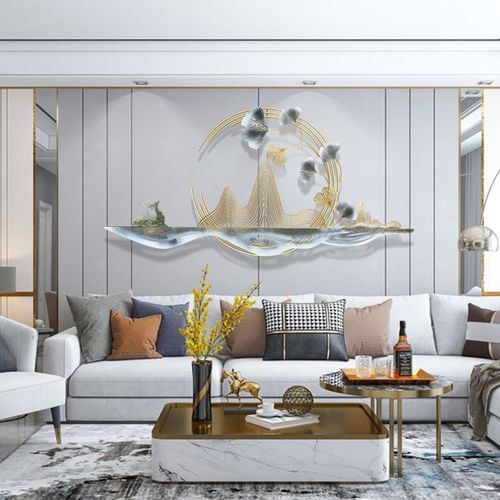 轻奢新中式墙饰金属壁饰客厅沙发背景墙上壁挂创意餐厅墙面装饰品