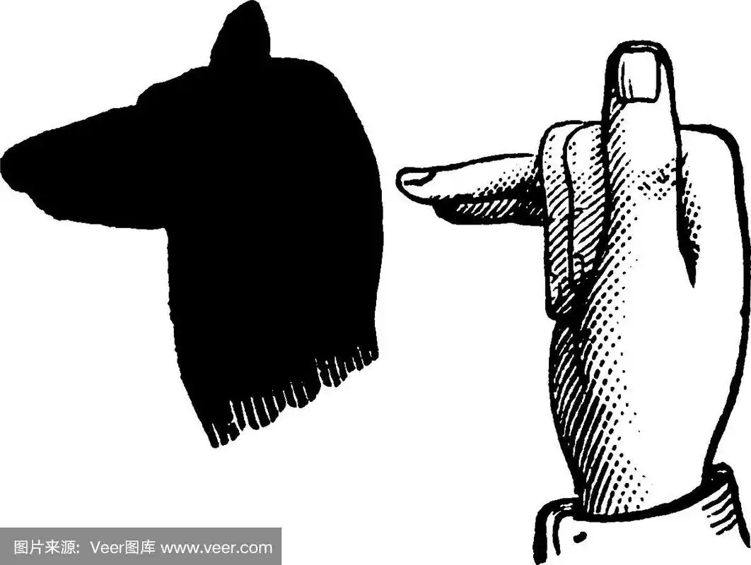 手影猎犬复古雕刻