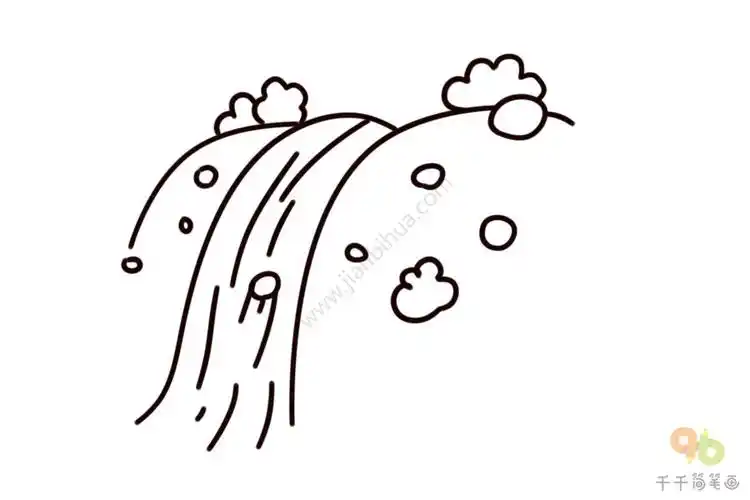 湍急的瀑布简笔画