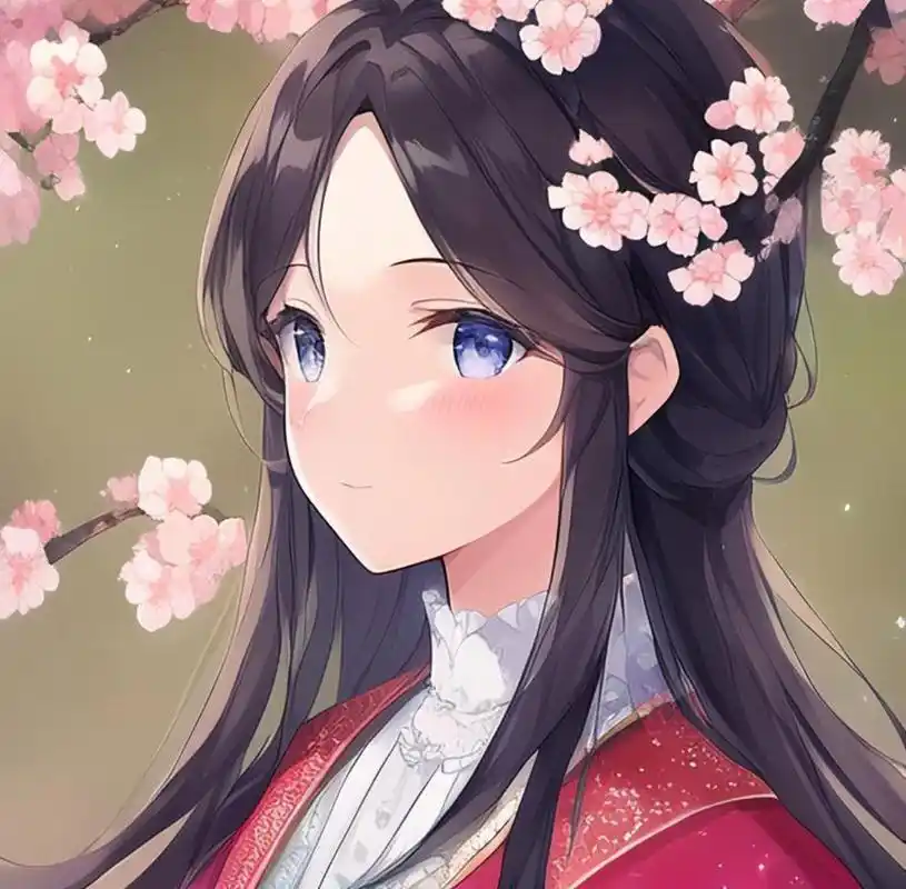 有趣表情 :好看的樱花树下的古风动漫美女头像表情手机壁纸#古风动漫