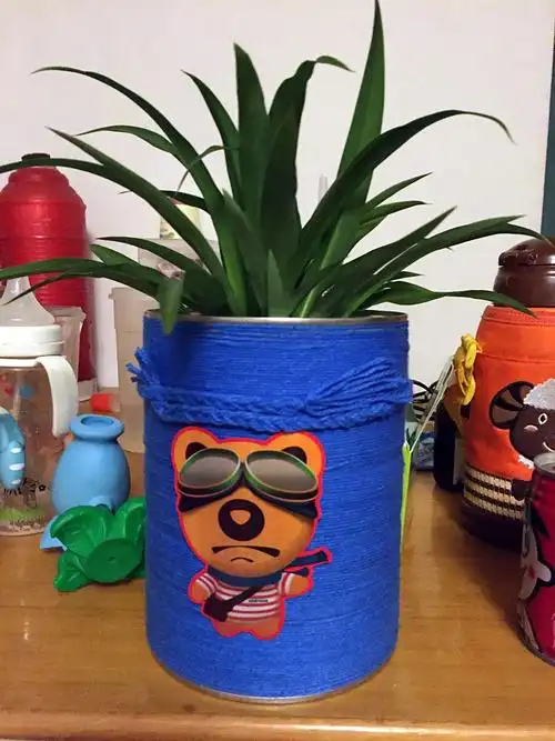 奶粉罐做得花盆