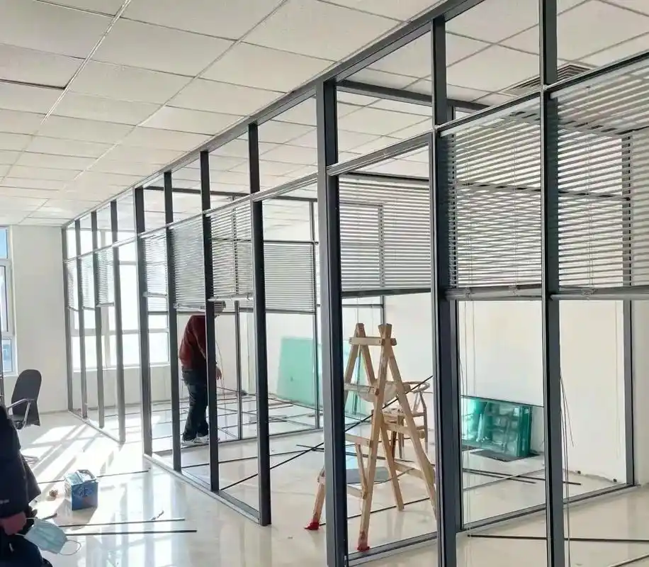 铝合金双玻百叶玻璃隔断.材质: 墙体厚度规格:84mm - 抖音