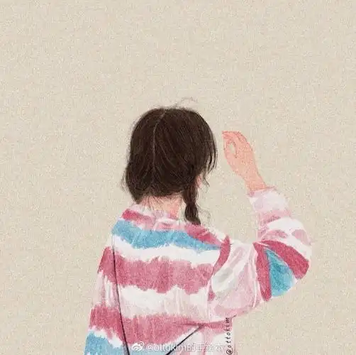 手绘背影女头礼貌拿图谢谢