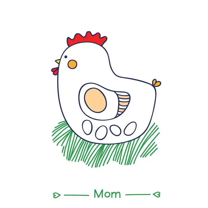 妈妈母鸡,未来的母亲.这只白母鸡孵蛋.矢量图.