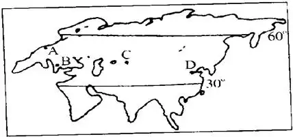 读"亚欧大陆图"完成问题.