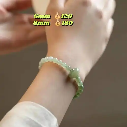 天然和田玉手链,6毫米,8毫米两个尺寸选择,搭配和田玉跑环#配饰分享