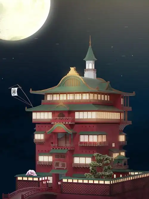 千与千寻汤屋建模渲染