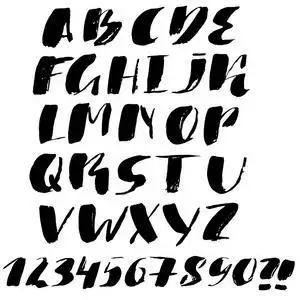 手绘制的字体由干画笔描边.grunge 风格字母表照片