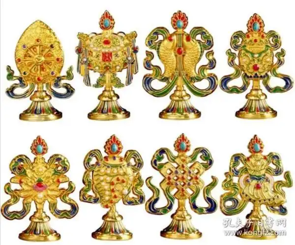 藏传佛教用品尼泊尔八吉祥摆件密宗法器供品吉祥八宝佛像组合