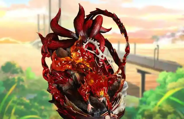 鸣人半九尾化的手办,尾兽外衣如同火焰,6尾形态让人心疼