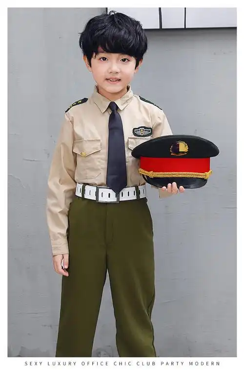 儿童警察的套装男童军装陆军空军衣服套装海军小学生合唱团男女诗歌