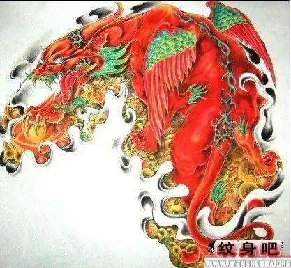 招财神兽貔貅半甲纹身图