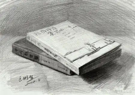 素描两本书的刻画
