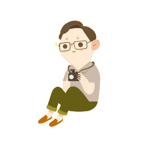 卡通摄影师男生郊游摄影单反相机萌拍照