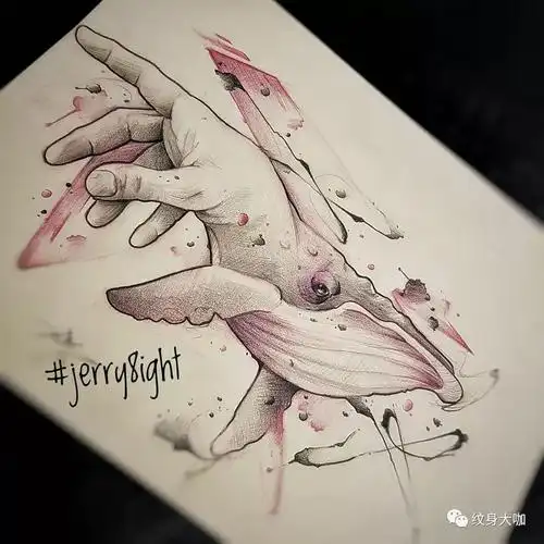 纹身手稿素材第507期鲸鱼