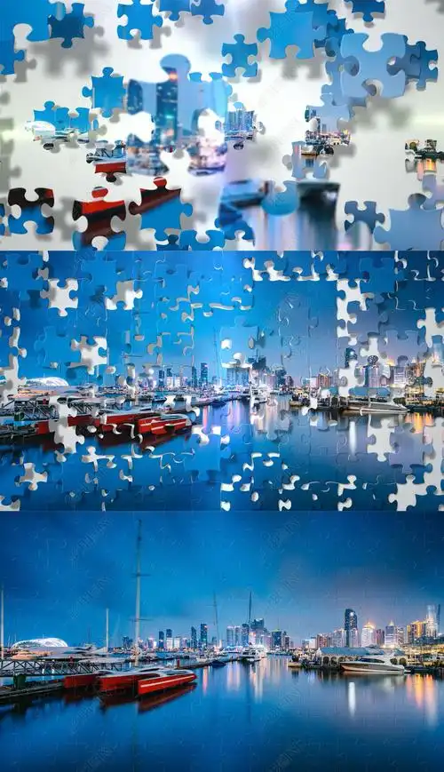 碎块拼图拼接成照片图片ae模板视频素材下载-我图网