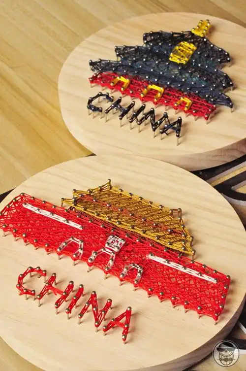 作品天坛红色爱国主题钉子画绕线画中国风纪念品文化团建diy手工制作