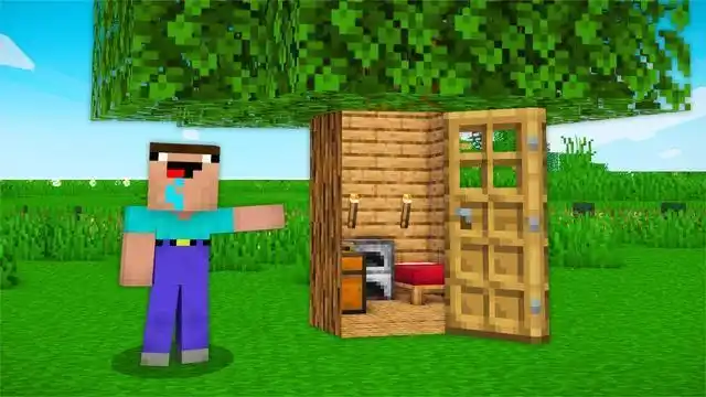 我的世界菜鸟交易了一个树屋开始树洞寻宝