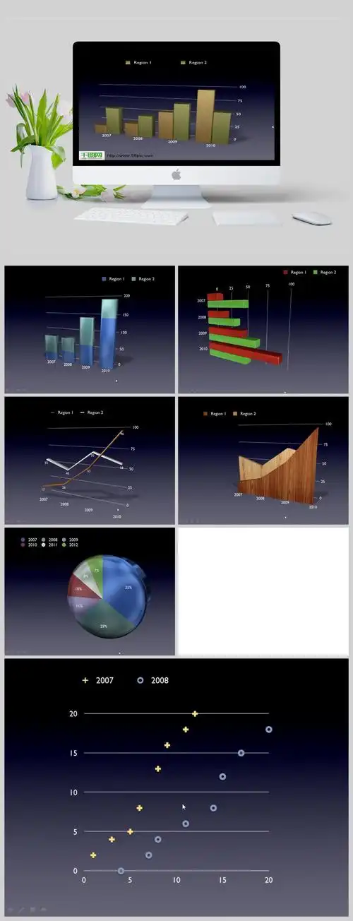 7套数据对比分析图表ppt模板