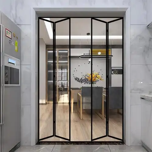 极窄边框铝合金折叠门推拉式现代简约厨房阳台卧室隔断钢化玻璃门