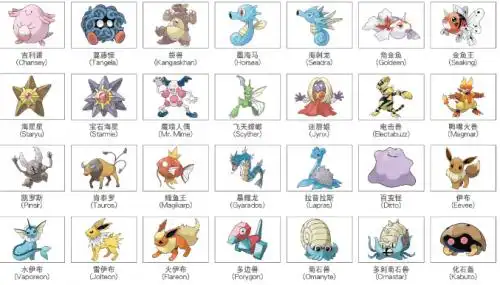 精灵宝可梦151只精灵图鉴及精灵中文名字