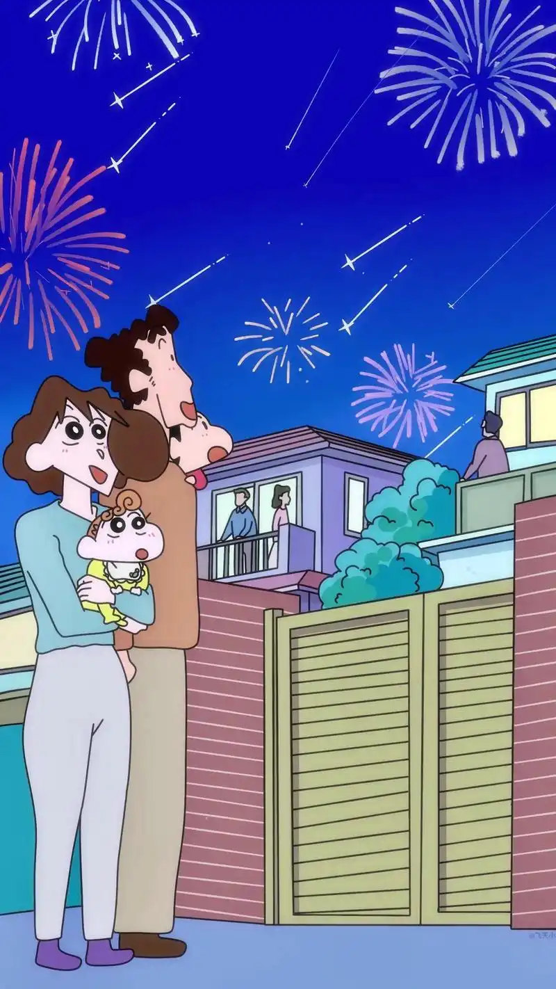 蜡笔小新看烟花壁纸,蜡笔小新一家人壁纸.自 - 抖音