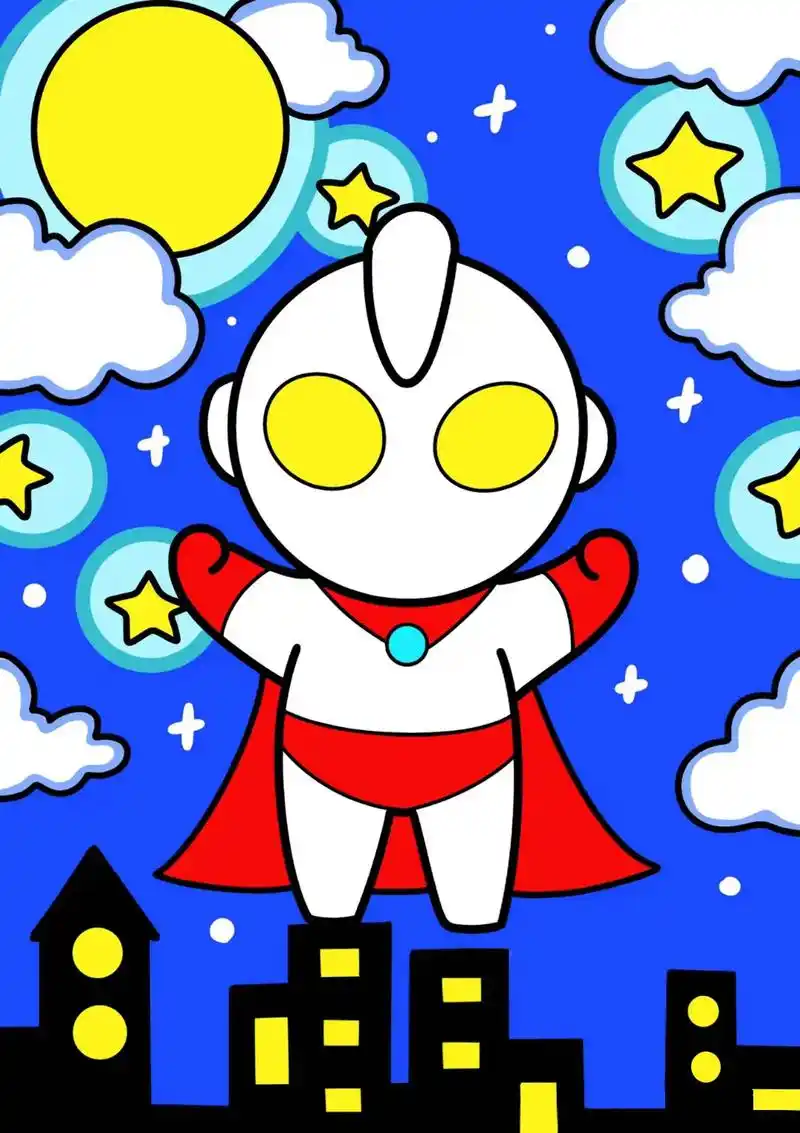 奥特曼简笔画儿童画教程.你相信光吗? - 抖音