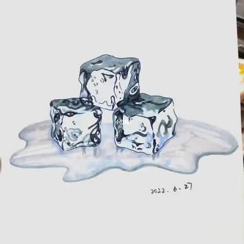 马克笔冰块#马克笔  #手绘临摹  #马克笔手绘