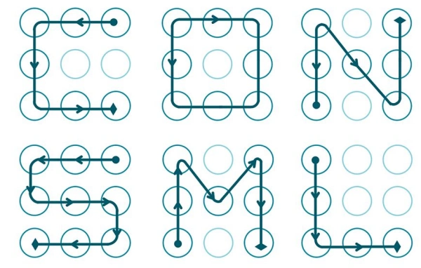 手势密码图案大全简单的9个点却能够演变出千变