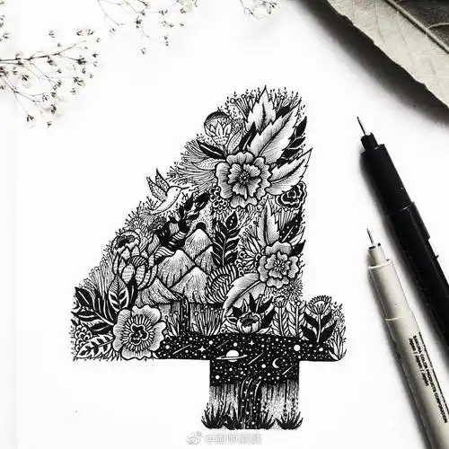 针管笔黑白创意插画数字艺术menisart