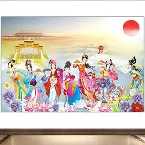七仙女仙女下凡古代美女吉利客厅中堂贴画餐厅装饰画饭厅墙面挂画