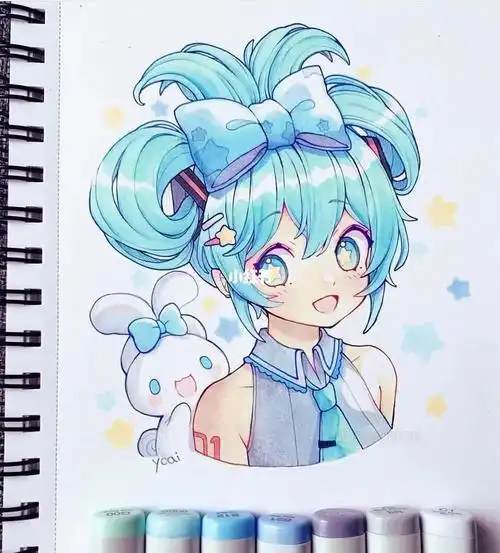 马克笔手绘素材可爱的女孩