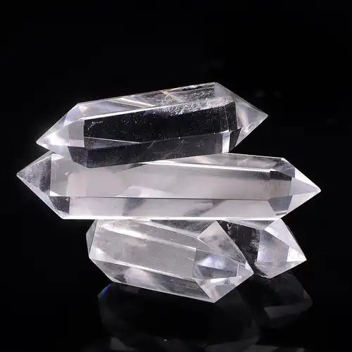 批发天然愈合透明石英水晶方尖碑水晶双透明石英点