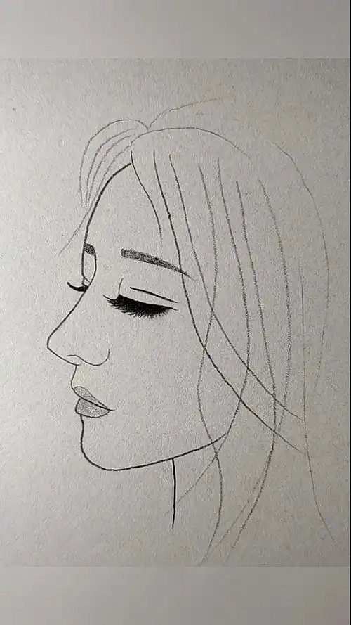 简笔画#侧颜倾城的女子