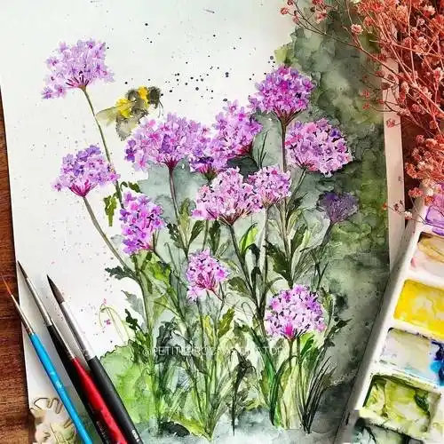 美女自学成才,仅用1年时间,画出超清新唯美水彩花卉,这意境太美,看跪.