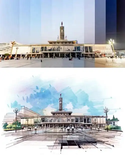 长沙火车站手绘毛克笔