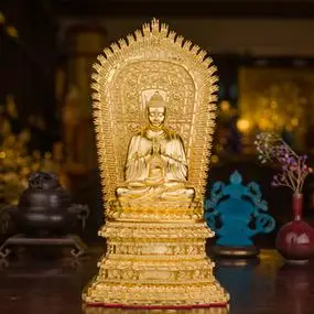 台湾盛凡纯铜贴金中央佛佛像密宗毗卢遮那佛大日如来佛堂供具摆件