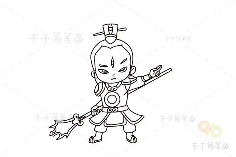西游记q版二郎神杨戬简笔画_西游记人物简笔画
