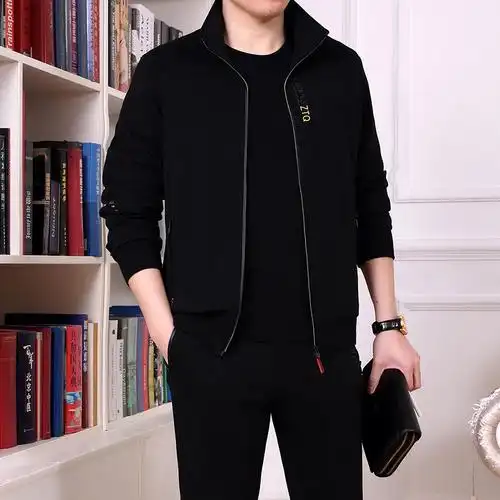 秋季运动服中年运动套装男休闲套装男士中老年春秋季爸爸装时尚大码