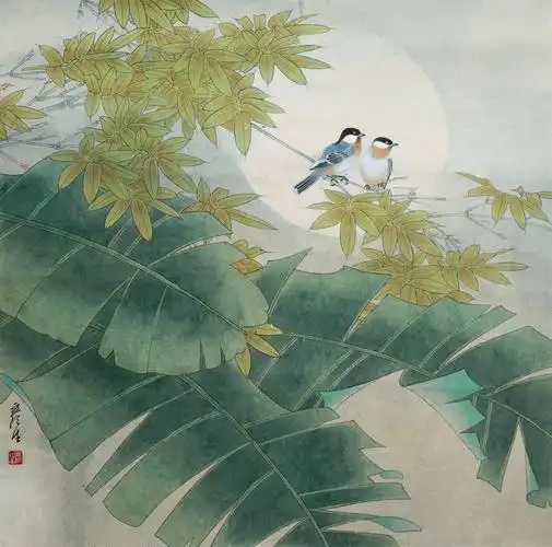 【芭蕉小鸟 镜心 设色纸本】拍卖品_图片_价格_鉴赏_绘画_雅昌艺术品