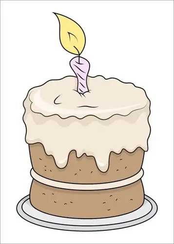 可爱的卡通生日蛋糕矢量插图
