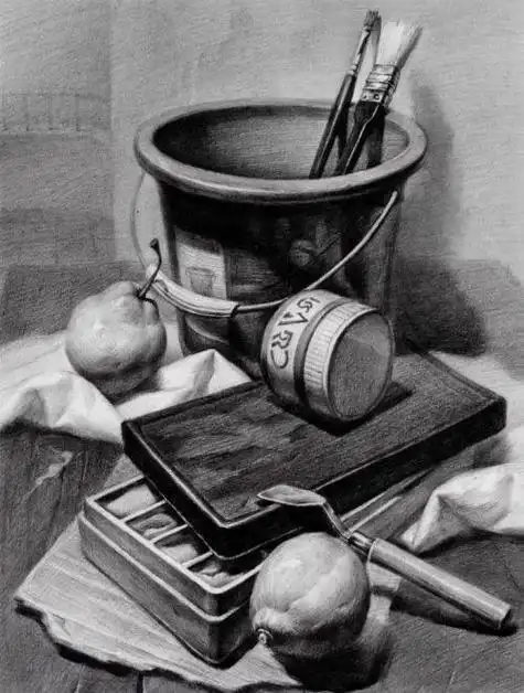 静物组合素描入门教程 素描简单入门静物组合临摹